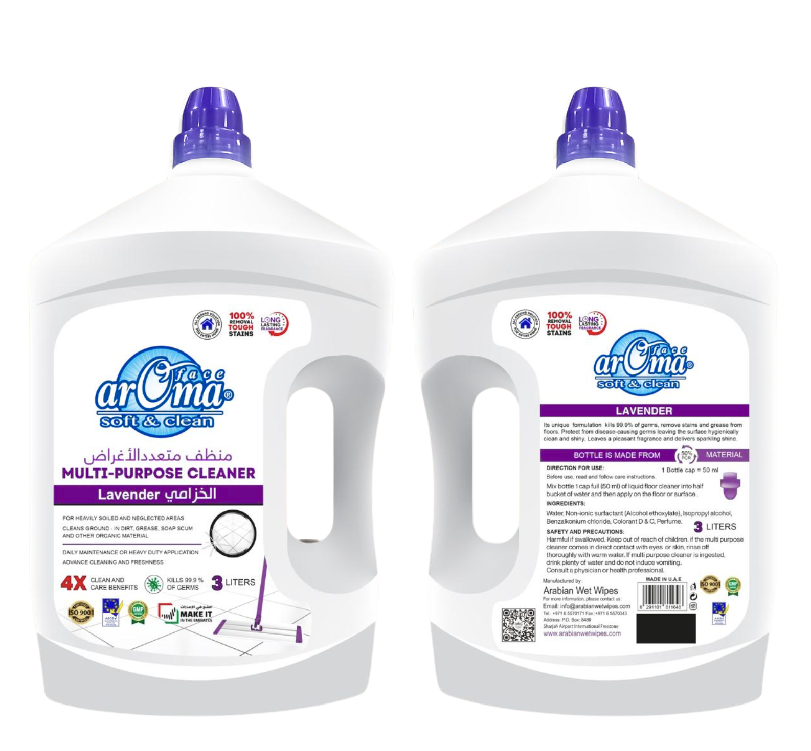 Aroma Face Soft & Clean Multi-Purpose Cleaner – Lavender 3L | Kills 99.9% Germs | Long-Lasting Fragrance