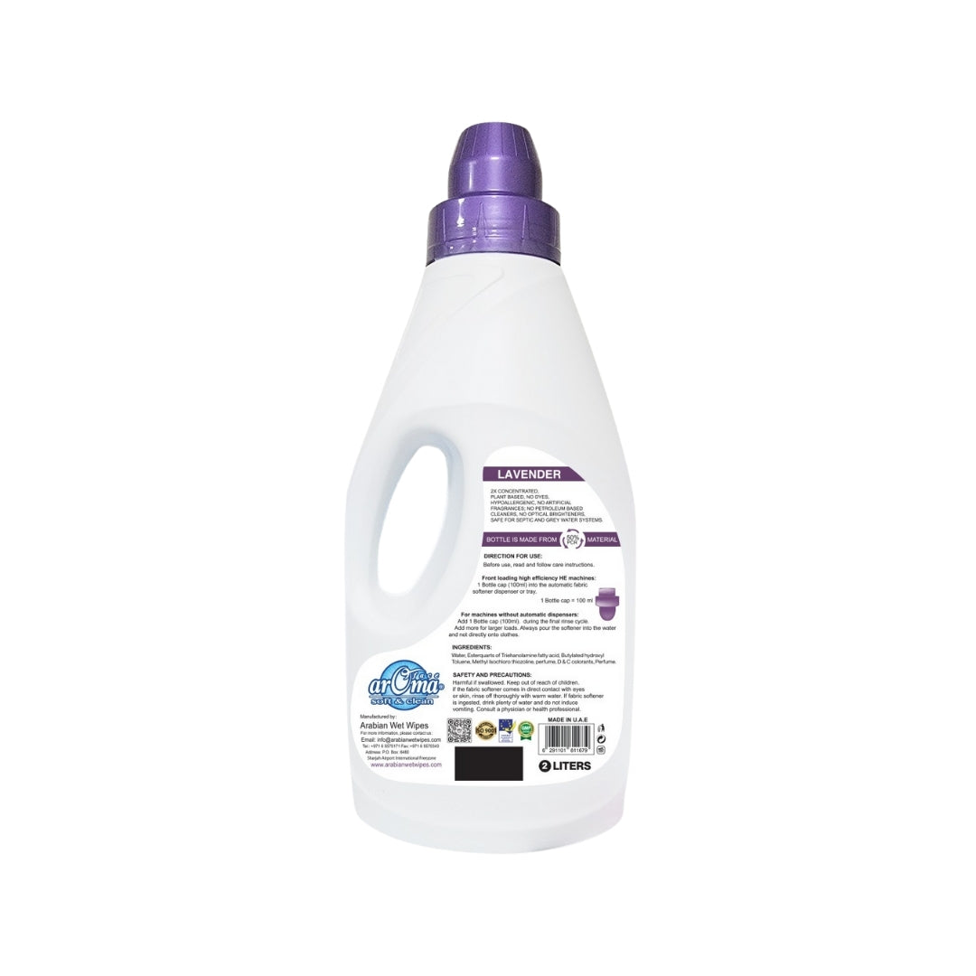 arOma Soft & Clean Concentrated Fabric Softener, Lavender Scent, 2 Liters | 2X Ultra Soft Formula for Clothes, Long Lasting Freshness & Gentle Fragrance